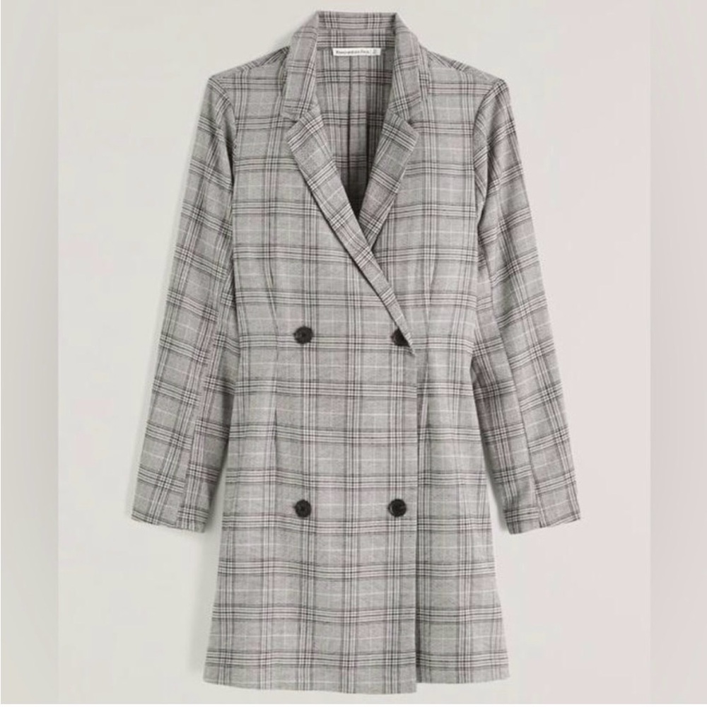 Abercrombie & Fitch Women's Gray Plaid Blazer